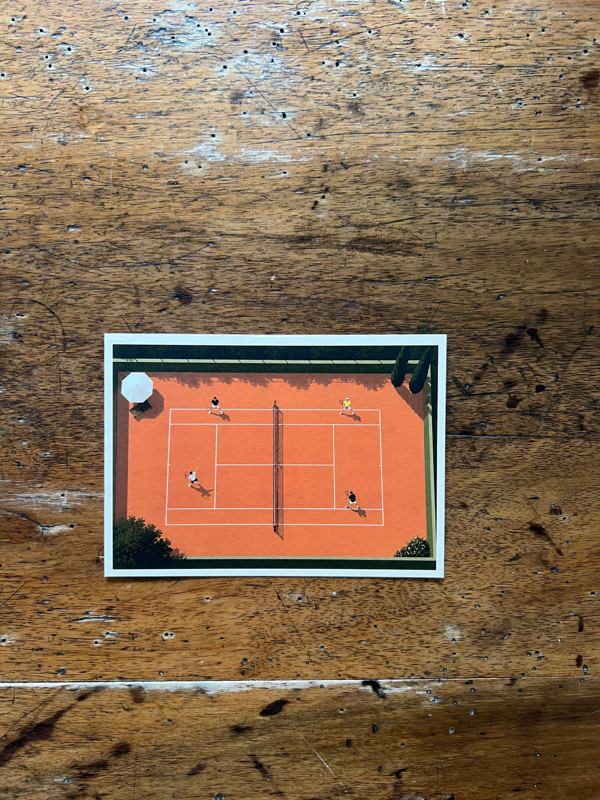 Postkarte „Tennis Match“ Greetings aus Südtirol - Retro Illustration