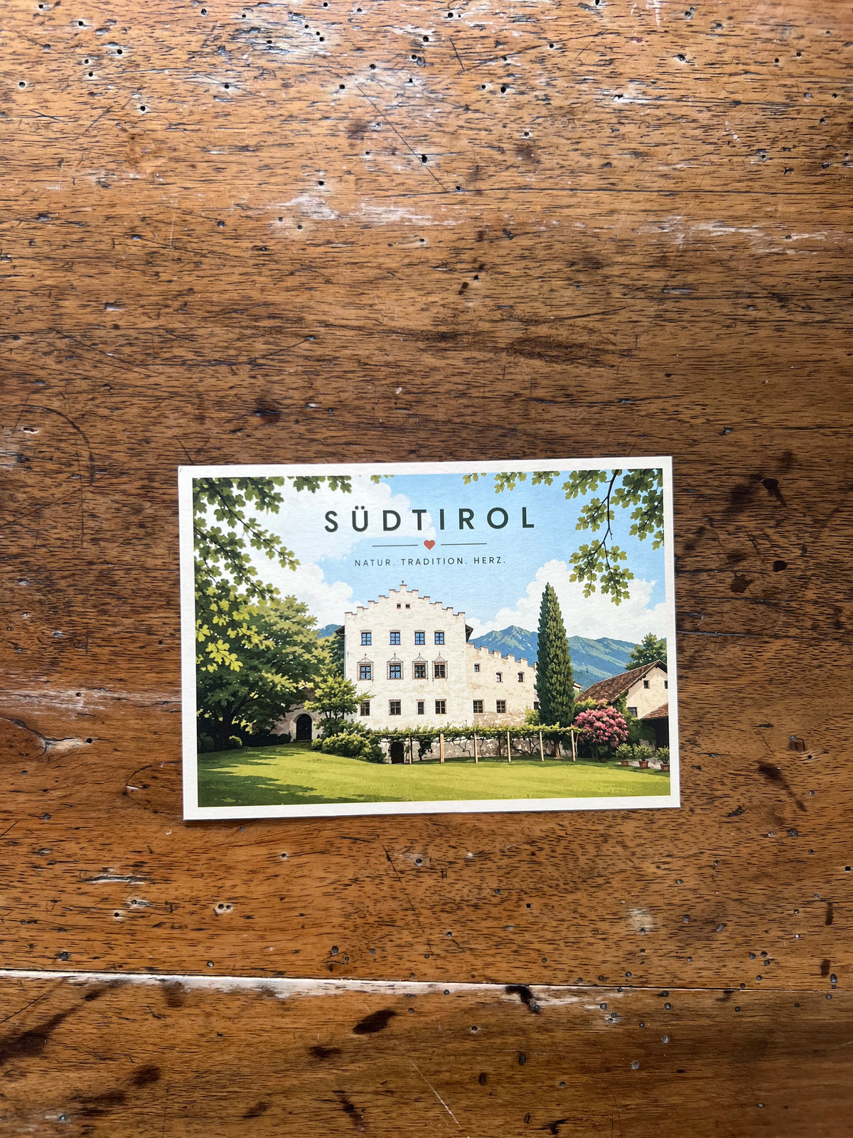 Südtirol Postkarte "Kränzelhof" Südtirol - Ansitz Kränzelhof in Tscherms mit Labyrithgarten