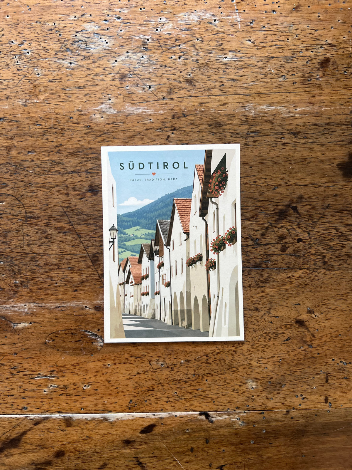 Südtirol Postkarte "Glurnser Gassen" Historische Altstadt | Südtirol Natur. Tradition. Herz.